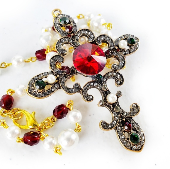 FINAL PRICE Catherine the Great Czech Glass Cross - Picture 5 of 6